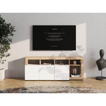 TV komoda ARGYLL 154 bílá/dub artisan 1