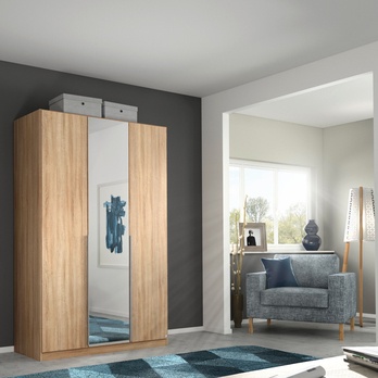 Šatní skříň ARIANNA dub sonoma, 3 dveře, zrcadlo 1