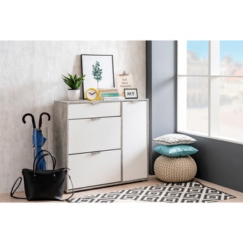 Botníková komoda ARLEY 2 beton/bílá 1