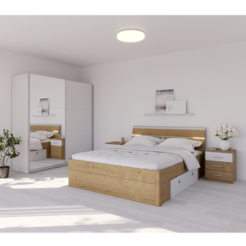 Šatní skříň se zrcadlem ARSALA bílá 1