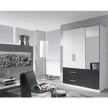 Šatní skříň AUBREE alpská bílá/šedá, 3 dveře 1