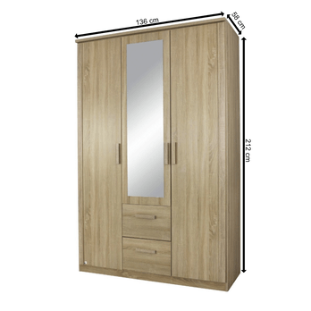 Šatní skříň AULIN dub sonoma, šířka 136 cm 3