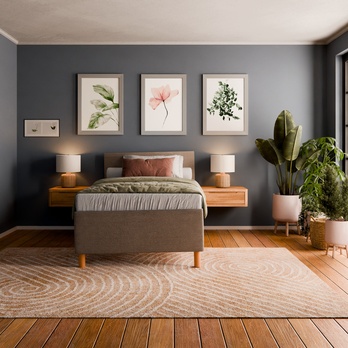 Postel s roštem  AXIS levá, světle hnědá, 120x200 cm 1