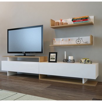 TV stěna  AYAZ teak/bílá 1