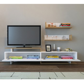TV stěna  AYAZ teak/bílá 2