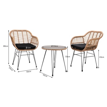 Balkonový set BALI přírodní/černá 1