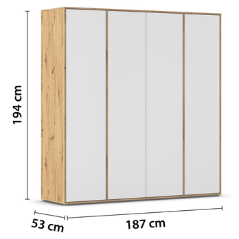 Šatní skříň BANILA II alpská bílá/dub artisan 4