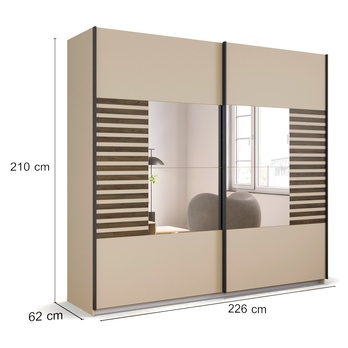 Šatní skříň BAREA II champagne/dub atlantic tmavý, šířka 226 cm 5