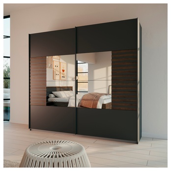 Šatní skříň BAREA II šedá/dub atlantic tmavý, šířka 226 cm 1