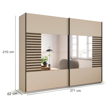 Šatní skříň BAREA II champagne/dub atlantic tmavý, šířka 271 cm 5