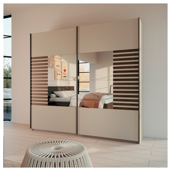 Šatní skříň BAREA II champagne/dub atlantic tmavý, šířka 226 cm 1