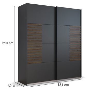 Šatní skříň BAREA šedá/dub atlantic tmavý, šířka 181 cm 5