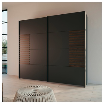 Šatní skříň BAREA šedá/dub atlantic tmavý, šířka 226 cm 1