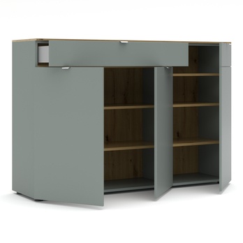 Komoda BARI 2 rákosově zelená/dub artisan 2