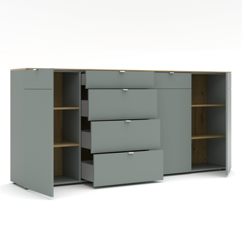Komoda BARI 3 rákosově zelená/dub artisan 2