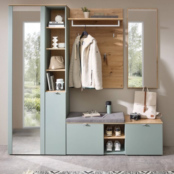 Botníková lavice BARI 61 rákosově zelená/dub artisan 1