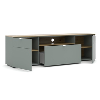 TV stolek BARI rákosově zelená/dub artisan 2