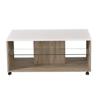 Konferenční stolek BARNABY dub šedý/bílá vysoký lesk 2