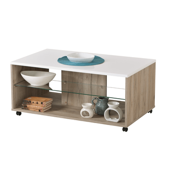 Konferenční stolek BARNABY dub šedý/bílá vysoký lesk 3