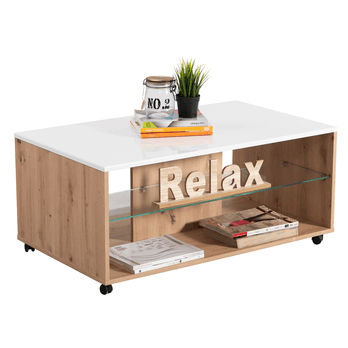 Konferenční stolek BARNABY dub artisan/bílá vysoký lesk 3