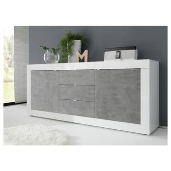 Komoda  BASIC 10 bílá lesklá/beton 1