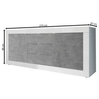 Komoda  BASIC 10 bílá lesklá/beton 3