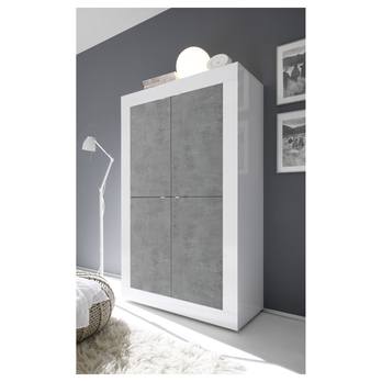 Komoda  BASIC 1 bílá lesklá/beton 1