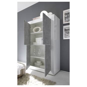 Komoda  BASIC 1 bílá lesklá/beton 2