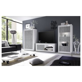 Komoda  BASIC 1 bílá lesklá/beton 3