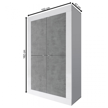 Komoda  BASIC 1 bílá lesklá/beton 4