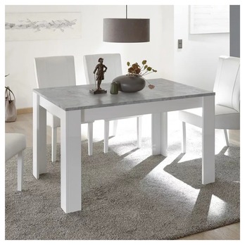 Jídelní stůl  BASIC 3 bílá lesk/beton 1