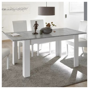 Jídelní stůl  BASIC 3 bílá lesk/beton 3
