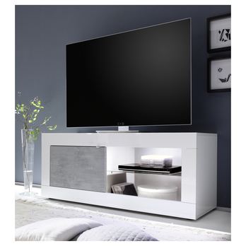 TV komoda  BASIC 4 bílá lesklá/beton 1