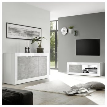 TV komoda  BASIC 4 bílá lesklá/beton 3