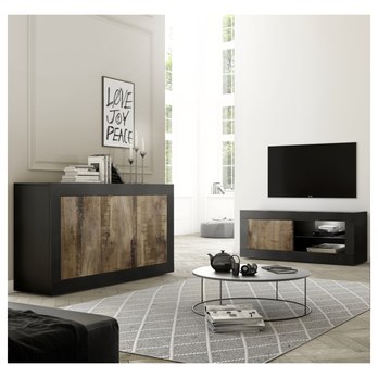 TV komoda  BASIC 4 černá matná/dub 1