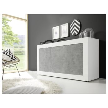 Komoda  BASIC 5 bílá lesklá/beton 1