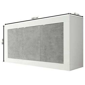 Komoda  BASIC 5 bílá lesklá/beton 3