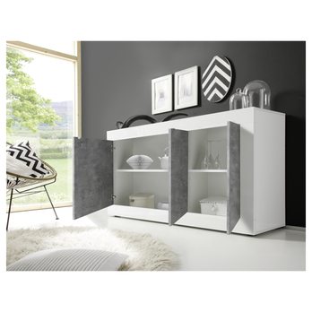Komoda  BASIC 5 bílá lesklá/beton 2