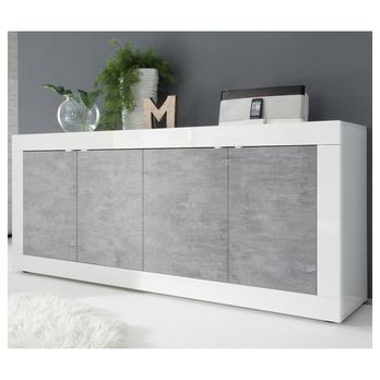 Komoda BASIC 8 bílá lesklá/beton 1
