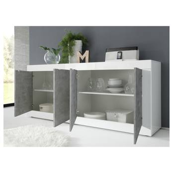 Komoda BASIC 8 bílá lesklá/beton 2
