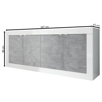 Komoda BASIC 8 bílá lesklá/beton 3