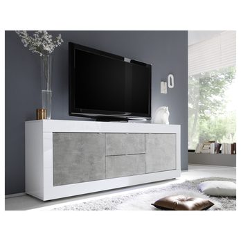 TV komoda  BASIC 9 bílá lesklá/beton 1