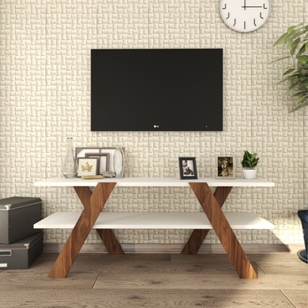 TV stolek BASIC bílá/ořech 3