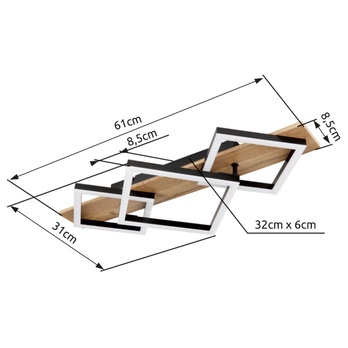 Stropní LED svítidlo BEATRIX 8 černá/světlé dřevo 5