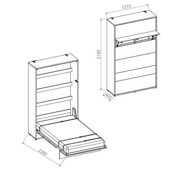 Jednolůžková sklápěcí postel BED CONCEPT 1 šedá, 120x200 cm 4