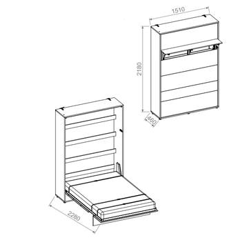 Sklápěcí postel BED CONCEPT 1 bílá/vysoký lesk, 140x200 cm 5