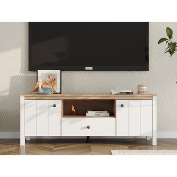 TV komoda BEDFORD 1Z2D bílá/dub artisan 1