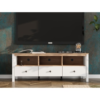 TV komoda BEDFORD 3Z bílá/dub artisan 1