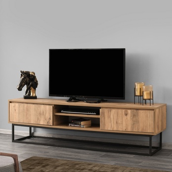 TV stolek  BELINDA černá/borovice, šířka 180 cm 1