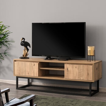 TV stolek  BELINDA černá/borovice, šířka 140 cm 1